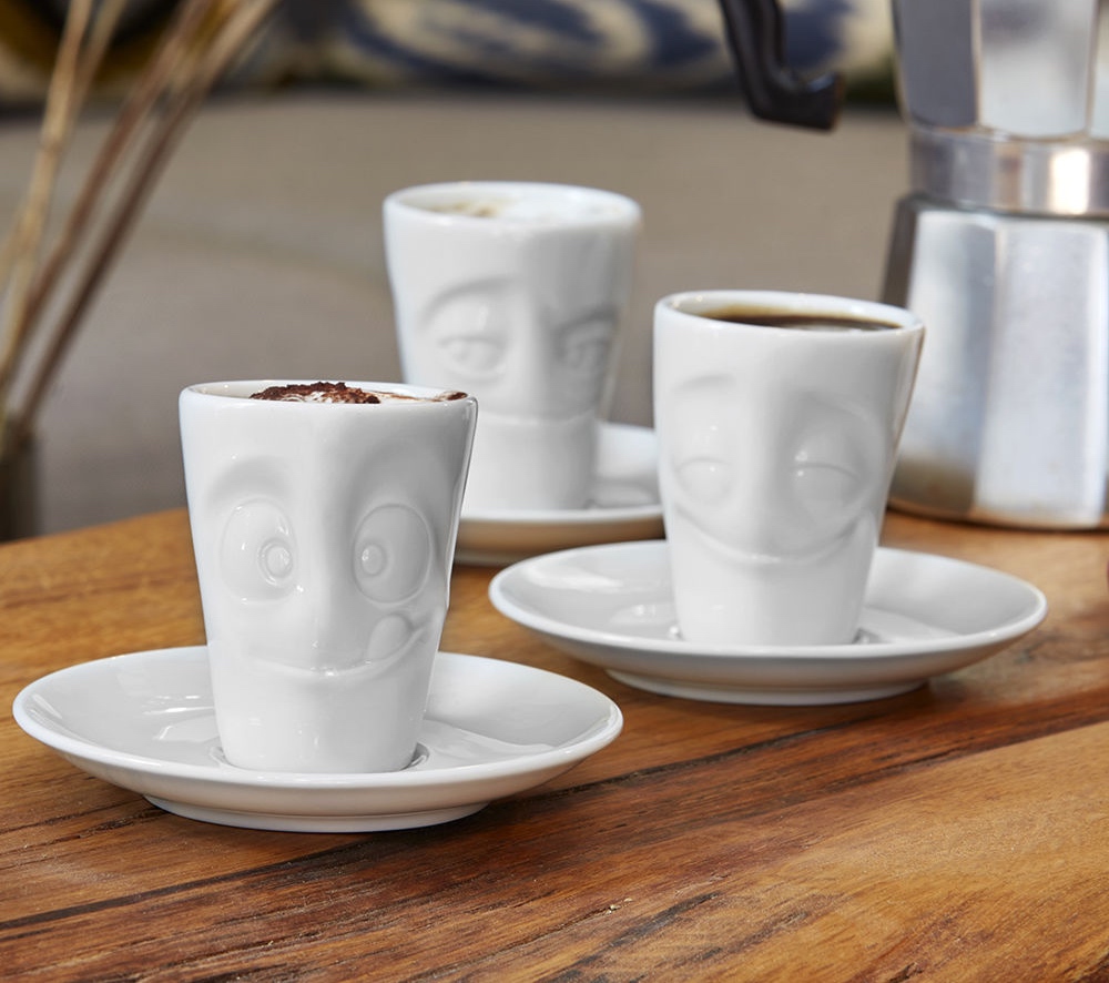 Tassen Känsloporslin - Espressokopp 80 ml + Fat  - Cheery - 2
