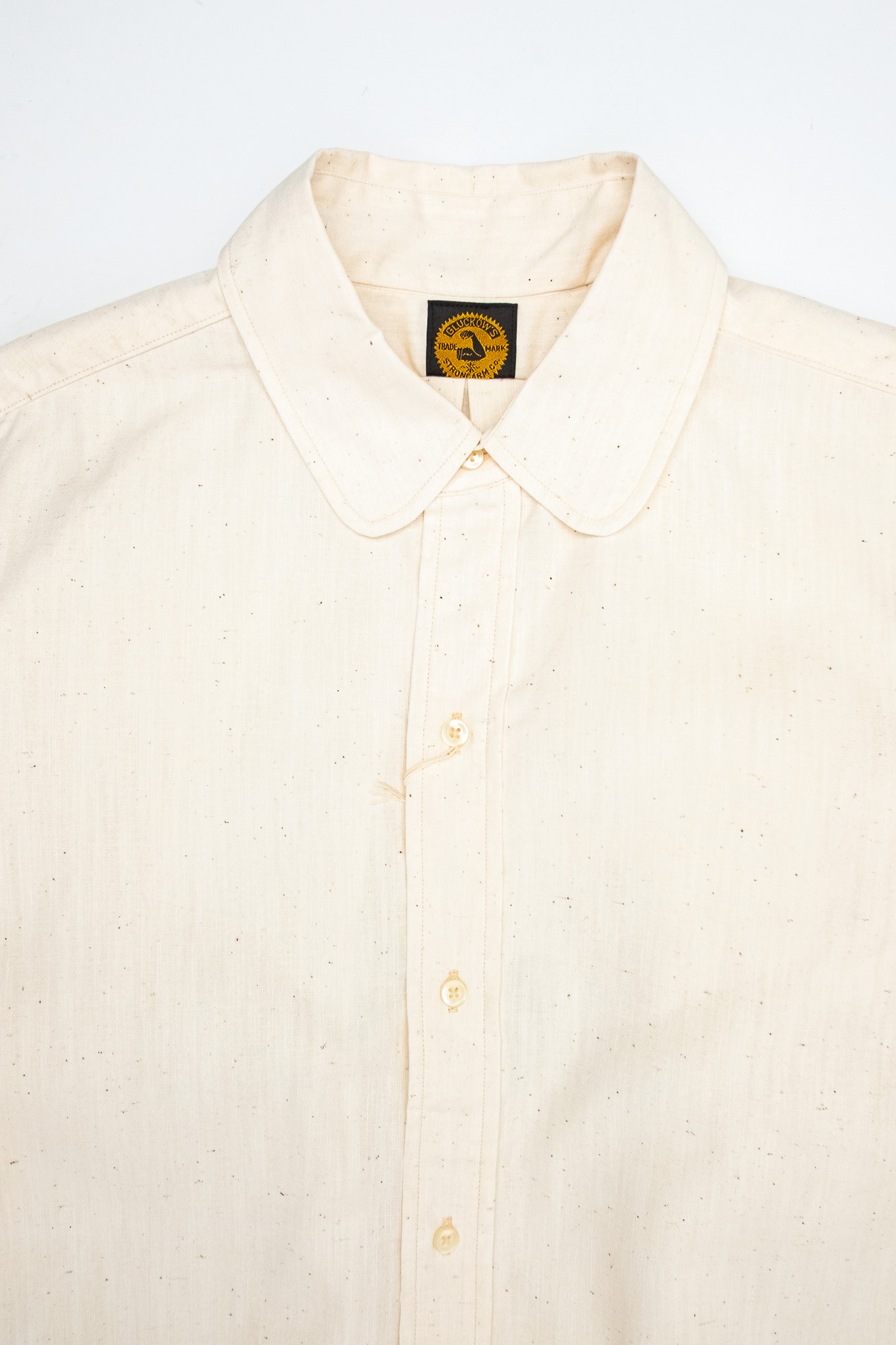Warehouse x John Gluckow - BB Round Collar Oxford Shirt Ecru - 3