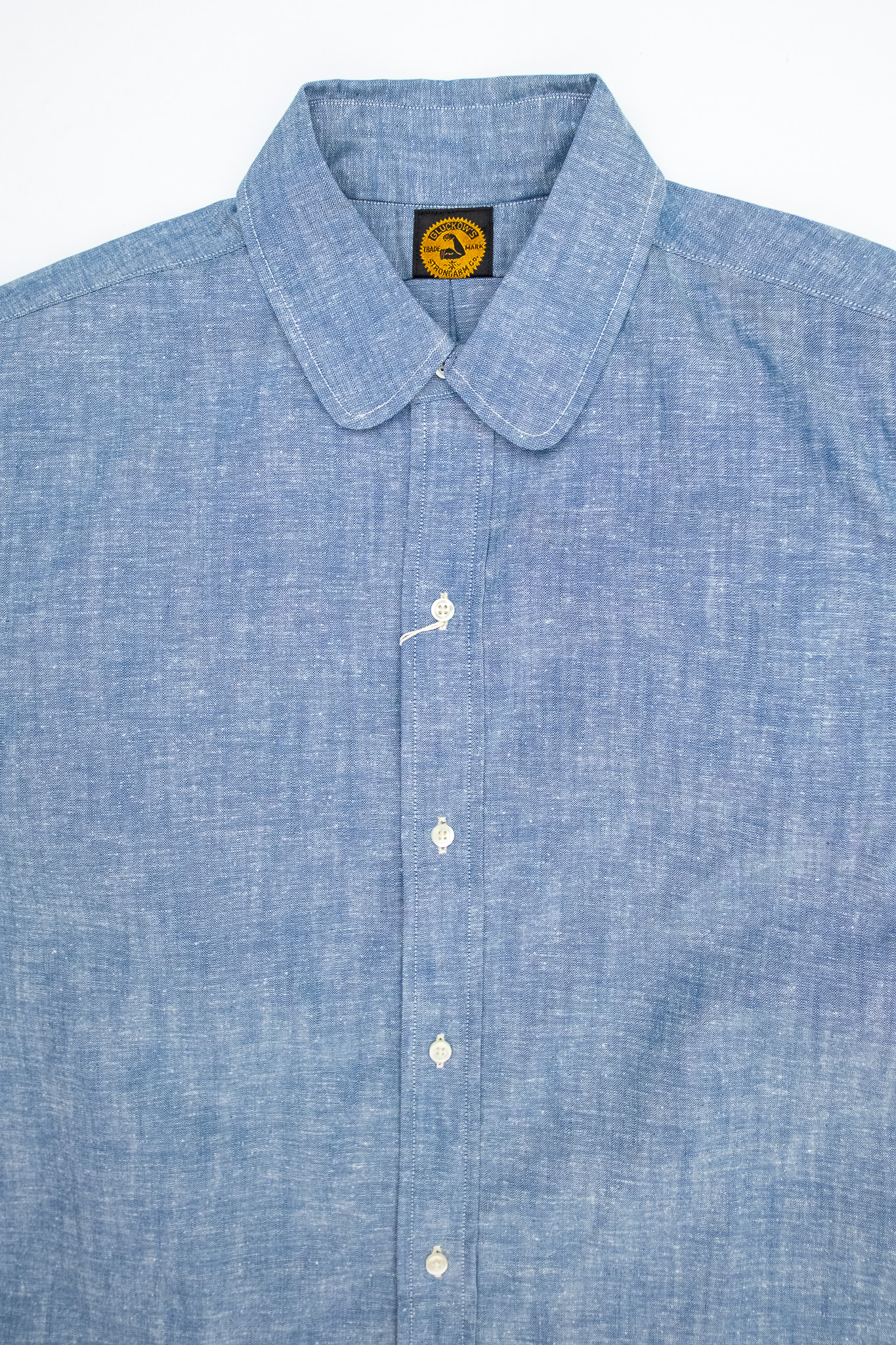 Warehouse x John Gluckow - BB Round Collar Oxford Shirt Navy - 3