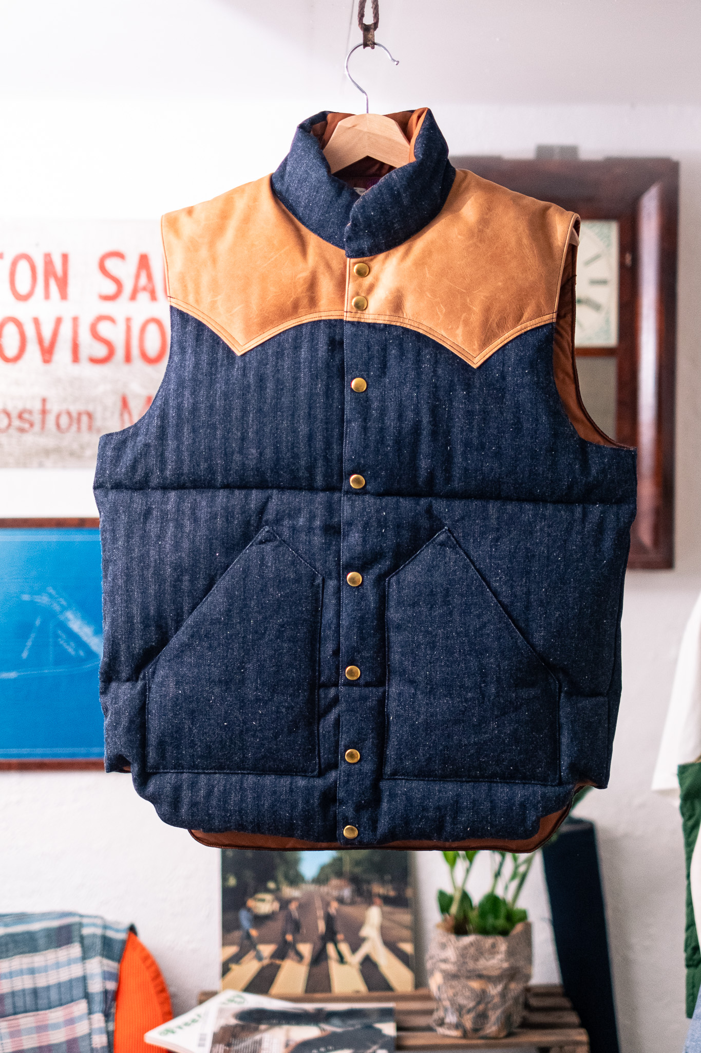 Warehouse x Rocky Mountain - Indigo HBT Cotton Down Vest
