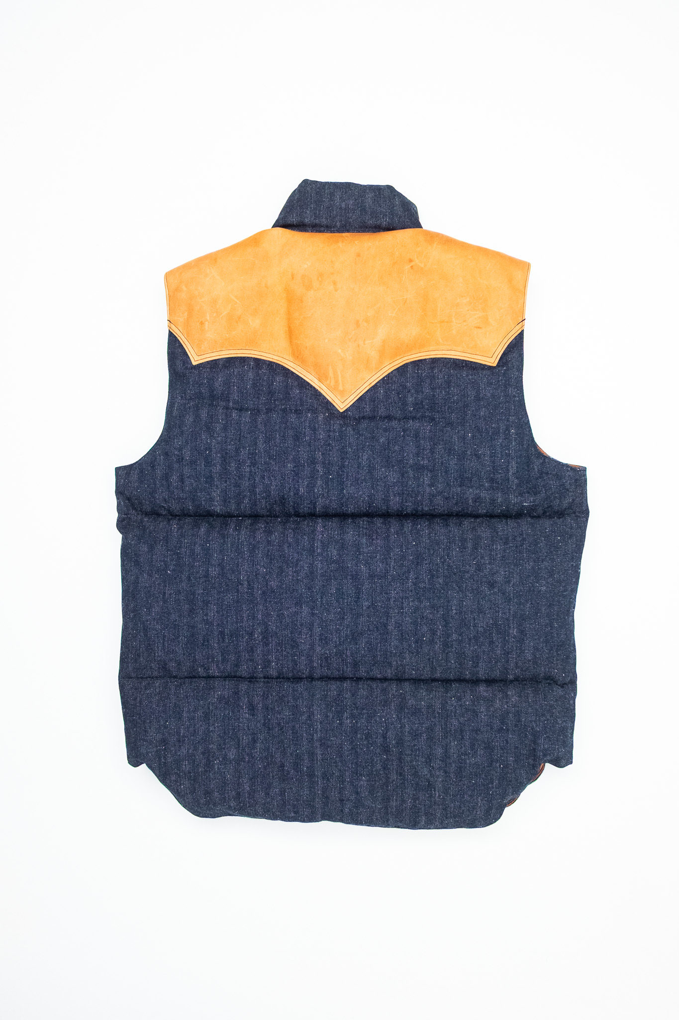 Warehouse x Rocky Mountain - Indigo HBT Cotton Down Vest - 7