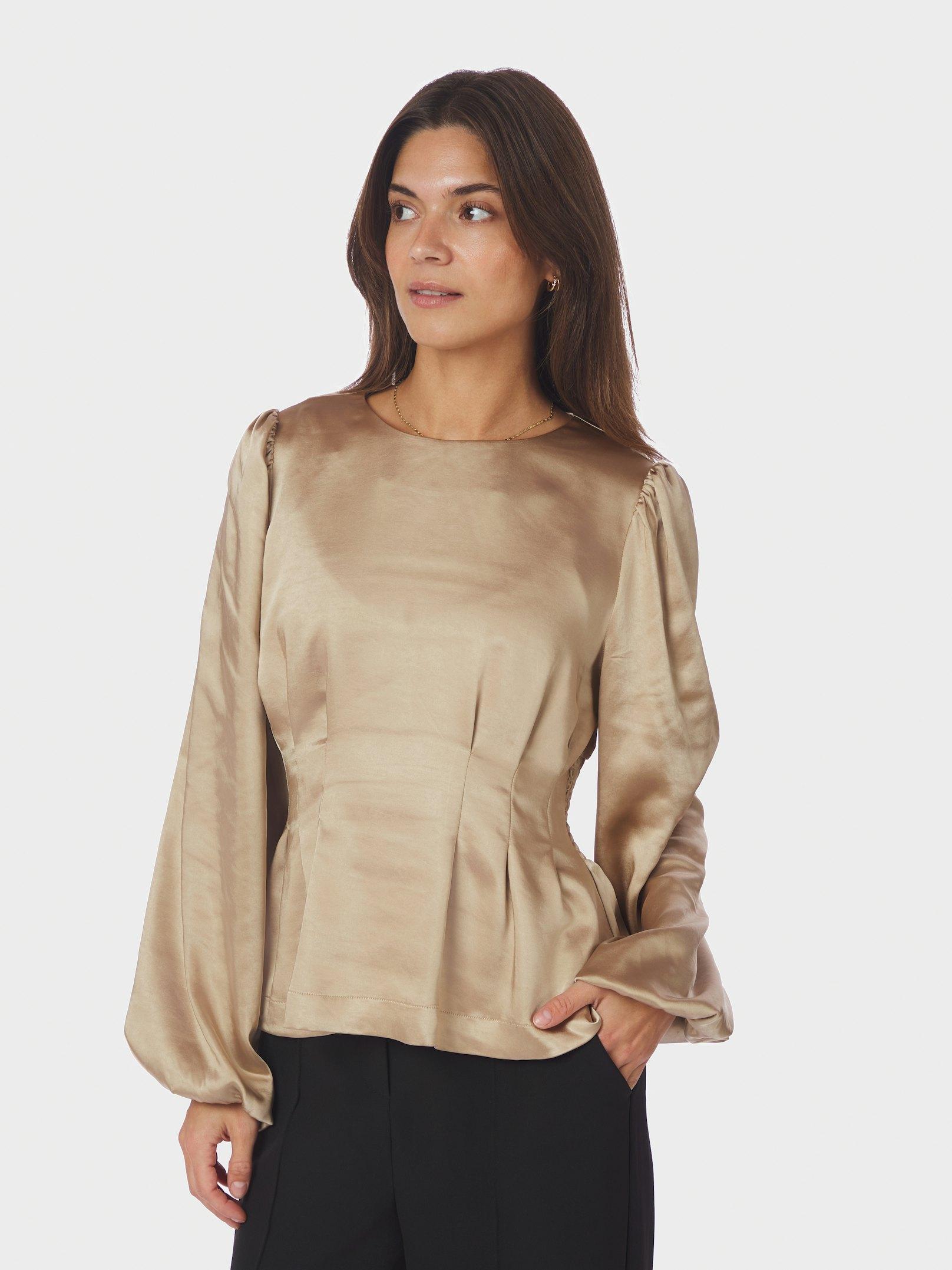 Vanya Crushed Sateen Blouse Gold - 3