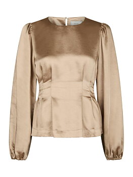 Vanya Crushed Sateen Blouse Gold