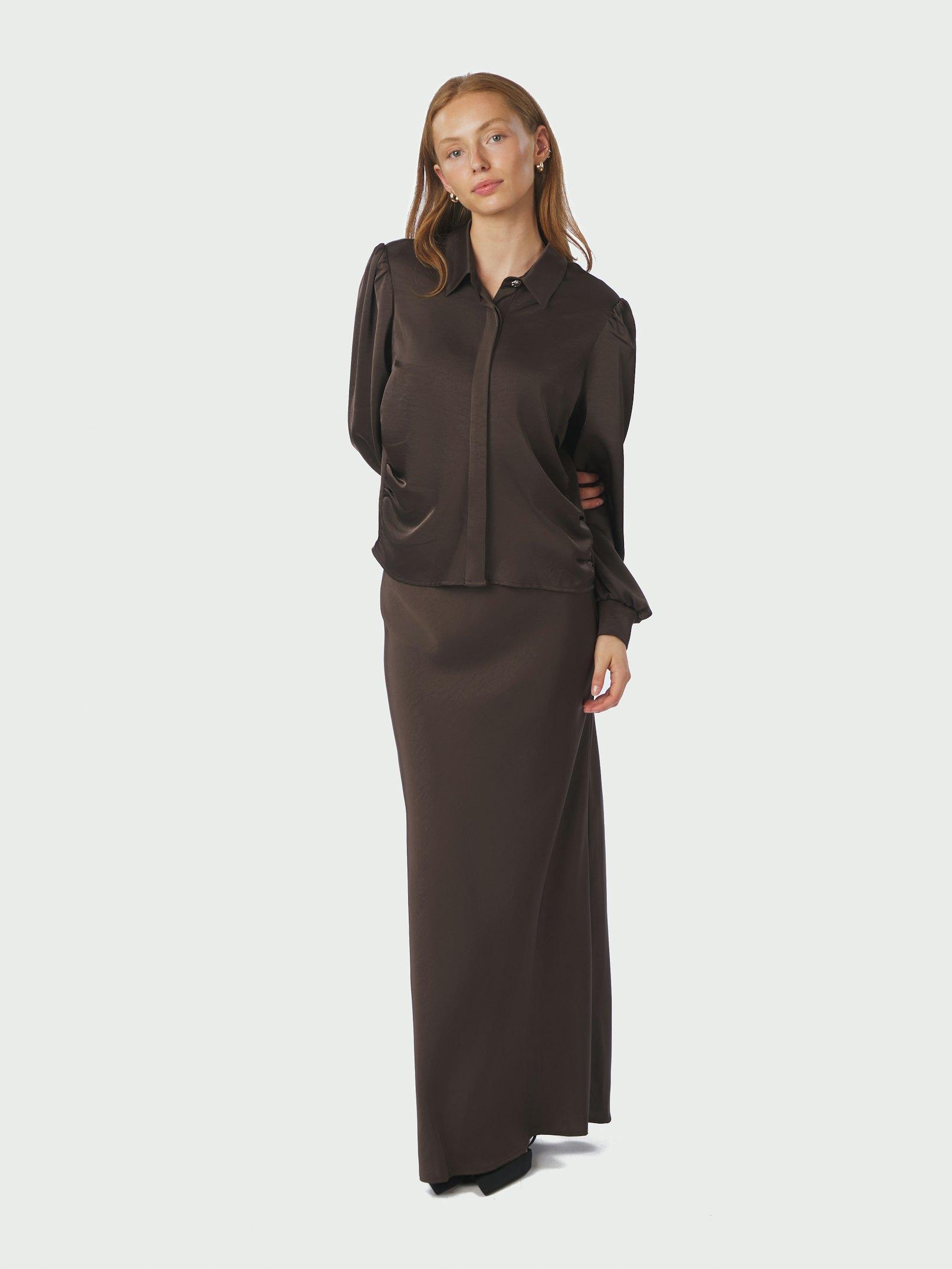 Fransala Heavy Sateen Shirt Dark brown - 5