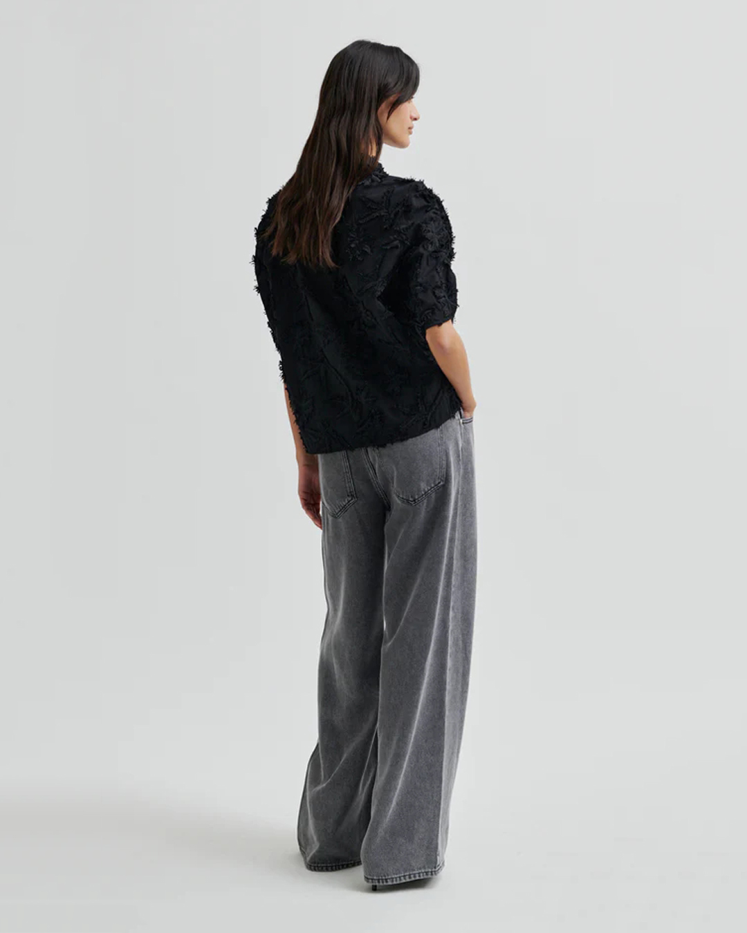 Blus Seena kort ärm mönstrad svart - 5