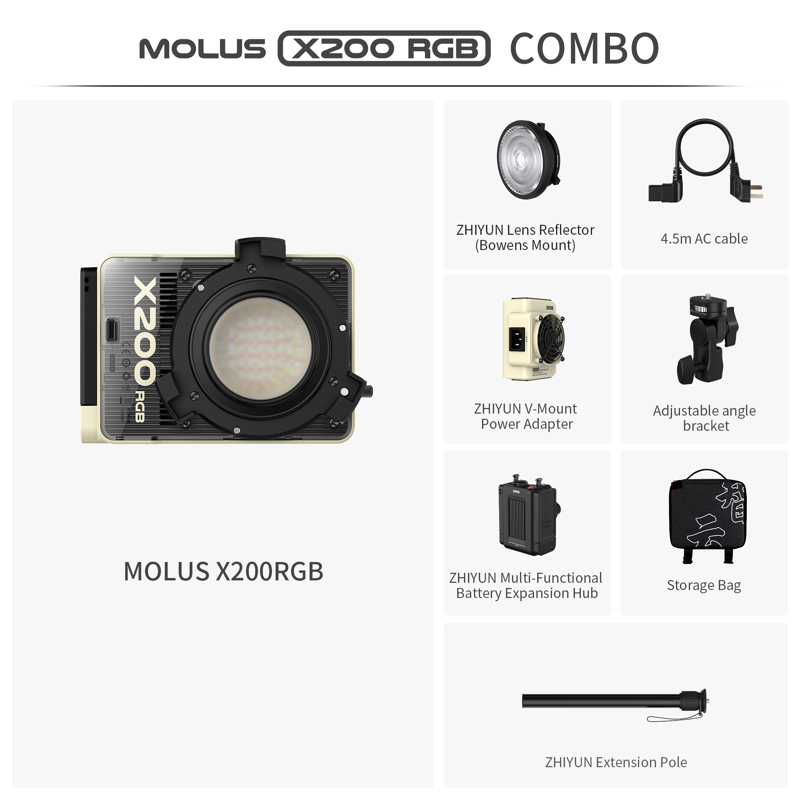 Zhiyun Molus LED X200 RGB Cob Light Combo - 15