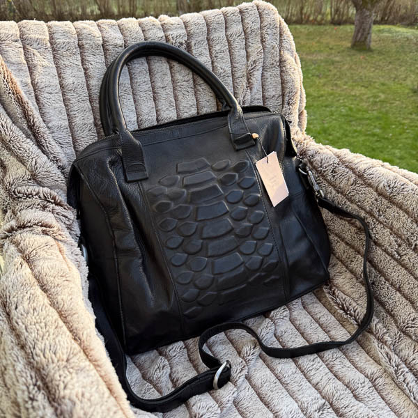 Unmade - Croco Leather Big Bag Black - 7