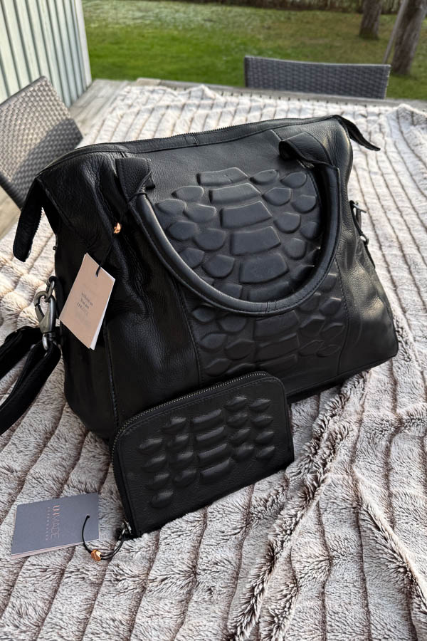 Unmade - Croco Leather Big Bag Black - 5