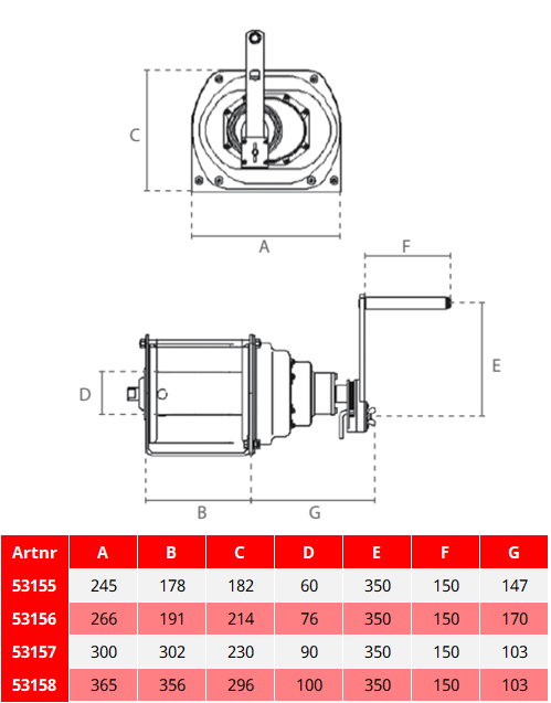 Manuell handvinsch RHW / Maxlast: 500 kg - 2