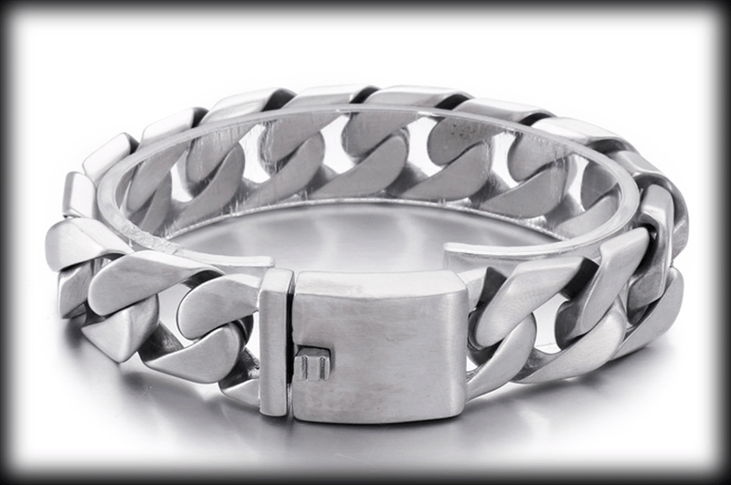 17 mm matt. Pansarlänk armband i stål.  - 2
