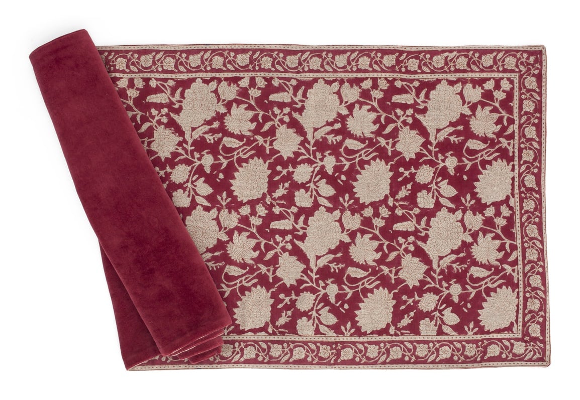 Linen Tablerunner - Indian Rose - Red - 45x150cm