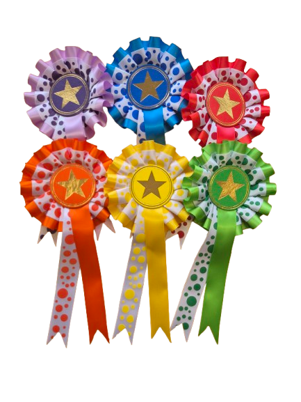 Dotted bows with star, 6-pack with hook - 2