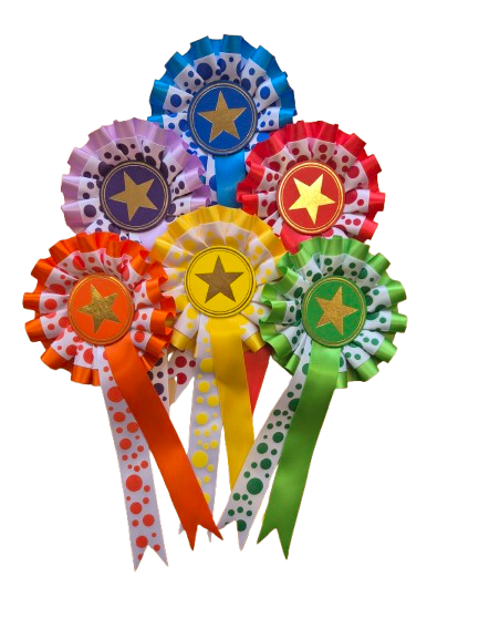 Dotted bows with star, 6-pack with hook