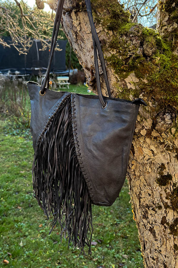 Unmade - Leather Fringe & braid Shopper Bag Black - 9