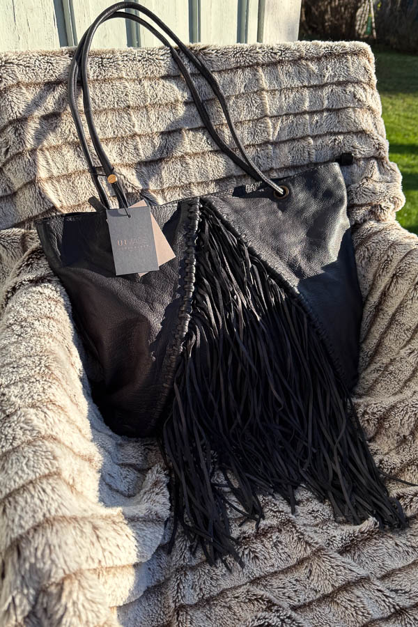 Unmade - Leather Fringe & braid Shopper Bag Black - 7