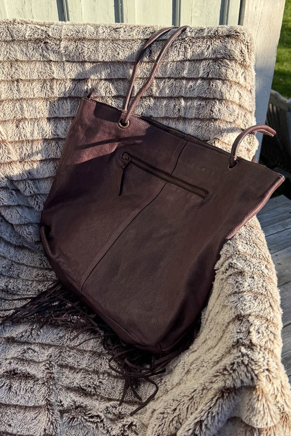 Unmade - Leather Fringe & braid Shopper Bag Brown - 5