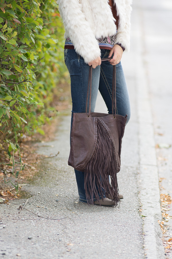 Unmade - Leather Fringe & braid Shopper Bag Brown