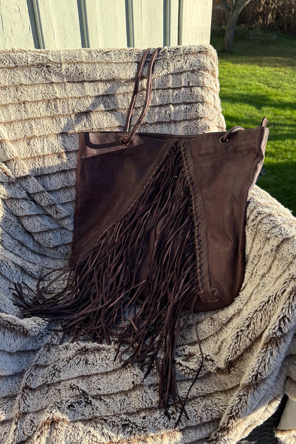 Unmade - Leather Fringe & braid Shopper Bag Brown - 4
