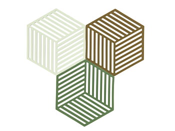 Zone Denmark Hexagon Grytunderlägg 3 st Grass/Mint/Liquorice