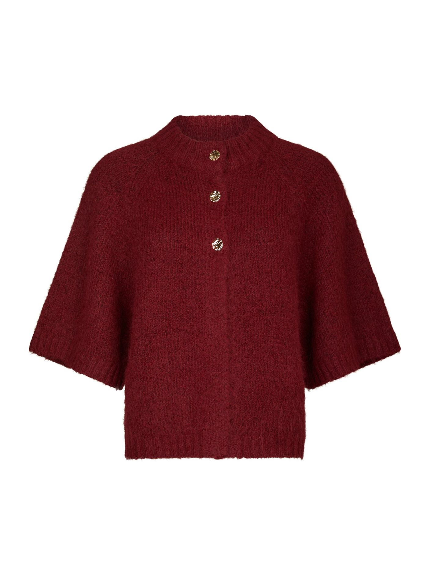 Neo Noir -  Benuta Fluff  Knit Cardigan Dark Red - 5