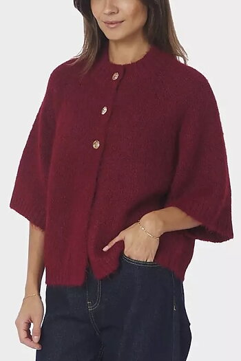 Neo Noir -  Benuta Fluff  Knit Cardigan Dark Red