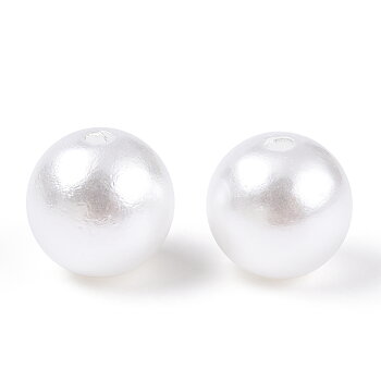 Vita runda akrylpärlor 10 mm med 1,8 mm hål, 30-pack, visade i närbild med mjuk pärlig glans
