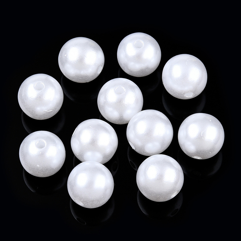 Akrylpärlor vita med pärllyster– Runda 10 mm (30 st) - 2