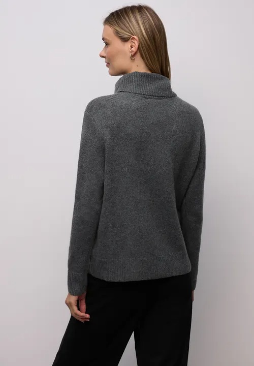 Cosy Sweater With Rollneck - Gravel Grey - Street One - 4