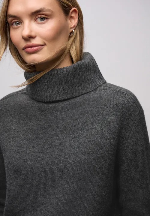 Cosy Sweater With Rollneck - Gravel Grey - Street One