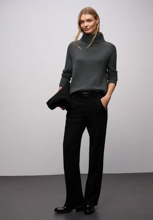 Cosy Sweater With Rollneck - Gravel Grey - Street One - 3