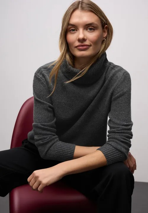 Cosy Sweater With Rollneck - Gravel Grey - Street One