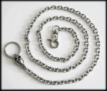 Dödskalle - Wallet chain ankarkedja / Plånbokskedja i rostfritt stål.