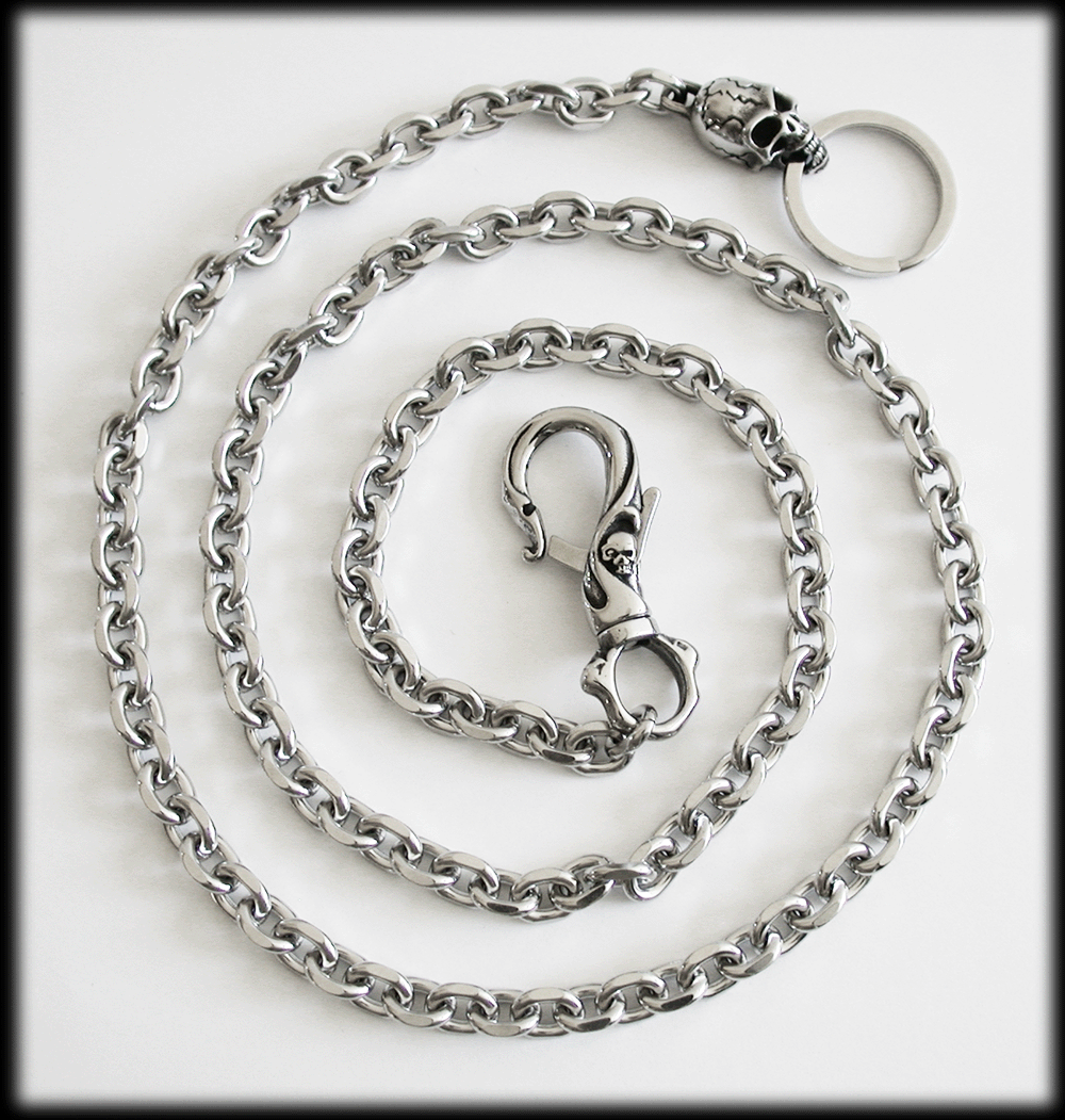 Dödskalle - Wallet chain ankarkedja / Plånbokskedja i rostfritt stål.