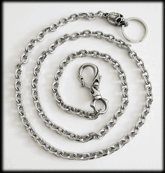 Dödskalle - Wallet chain ankarkedja / Plånbokskedja i rostfritt stål.