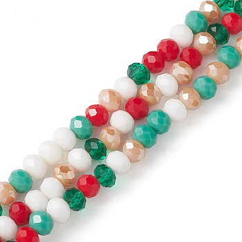 Julmix – mixade glaspärlor abacus 6 mm (ca 90 st på sträng)