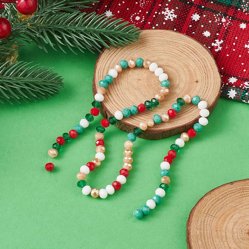 Julmix – mixade glaspärlor abacus 6 mm (ca 90 st på sträng) - 3