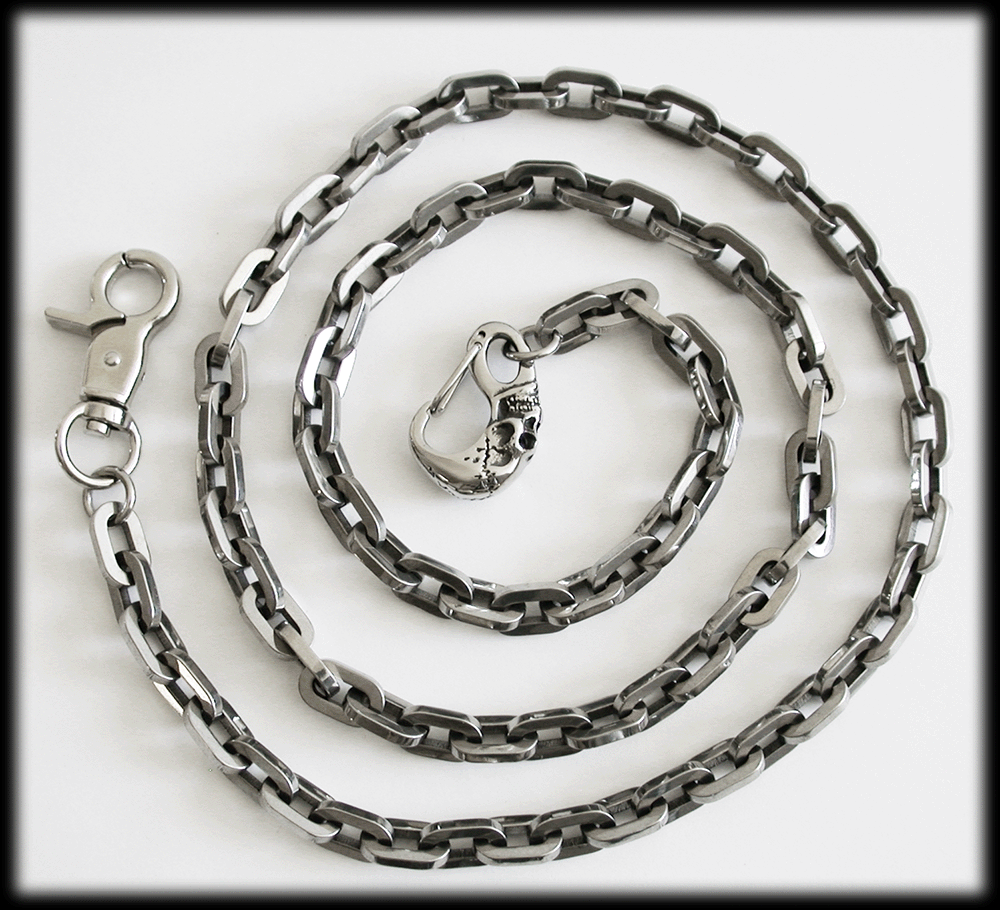 Annorlunda plånboks kedja med döskalle - Wallet chain, nyckelrings kedja i rostfritt stål.