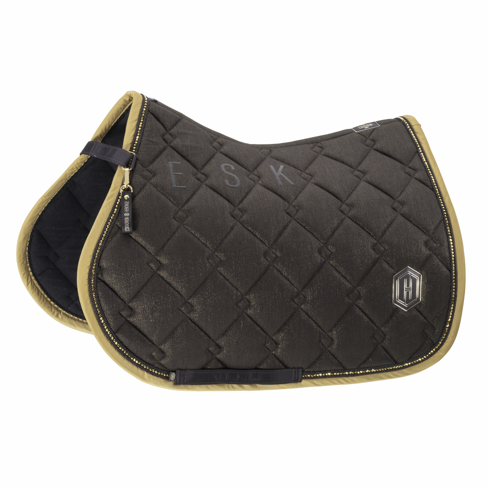 Eskadron Heritage 25/26 Cotton Glitter Crystal Saddle Pad – Black Truffle – glitter