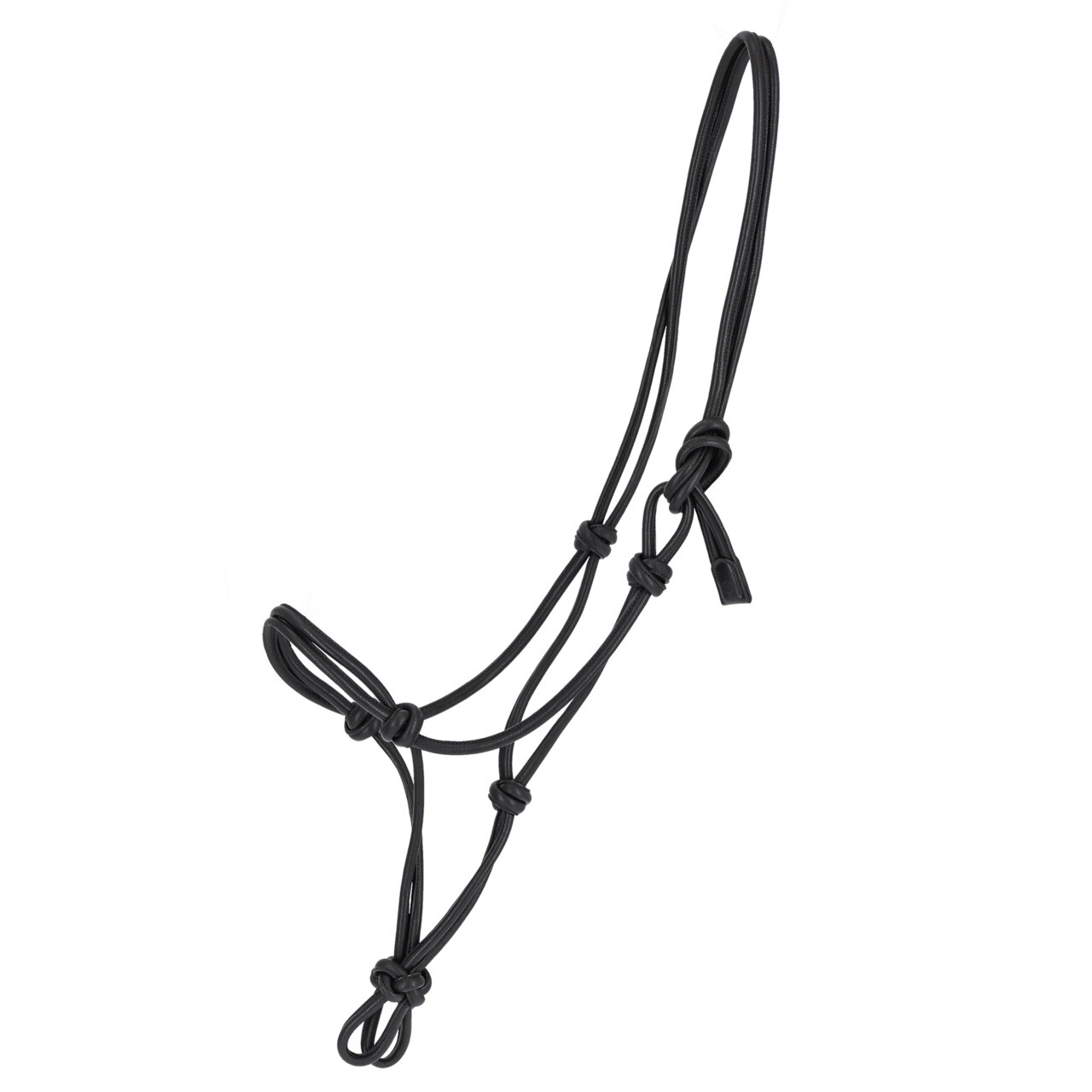 Rope halter in leather QHP Liberta, black - 5