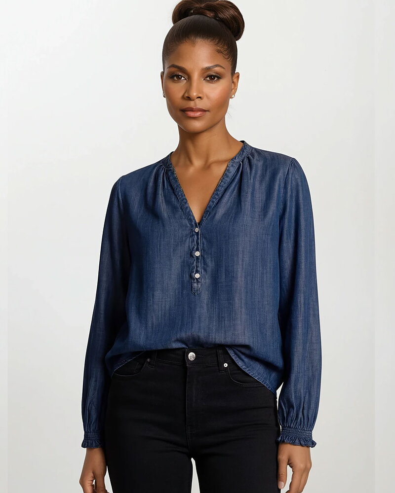 Lyocellblus Tazzin denimblå
