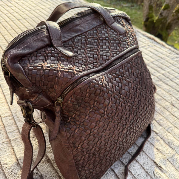 Unmade - Leather  Cotton Braid Workbag Brown - 3