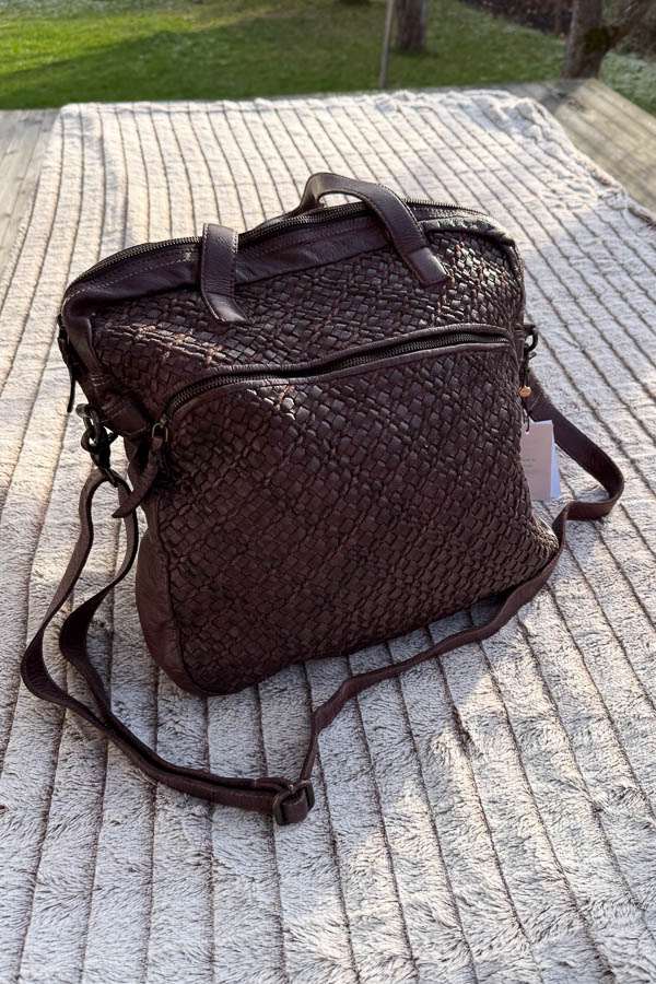 Unmade - Leather  Cotton Braid Workbag Brown - 4