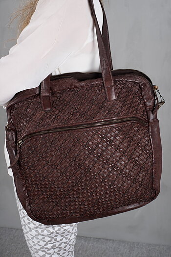 Unmade - Leather  Cotton Braid Workbag Brown