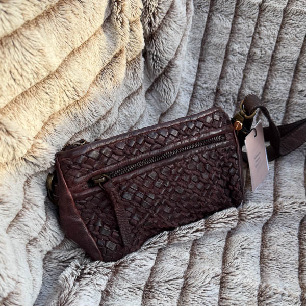 Unmade - Leather  Cotton Braid Clutch Brown