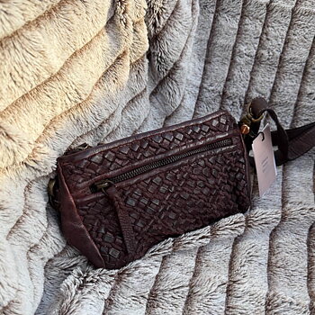 Unmade - Leather  Cotton Braid Clutch Brown