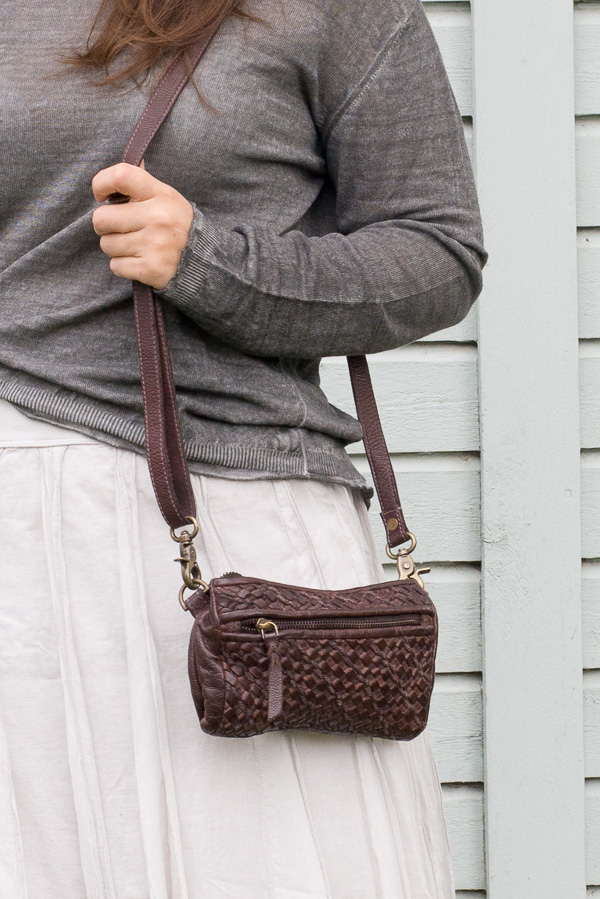 Unmade - Leather  Cotton Braid Clutch Brown - 2