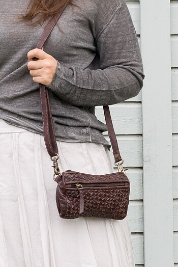 Unmade - Leather  Cotton Braid Clutch Brown