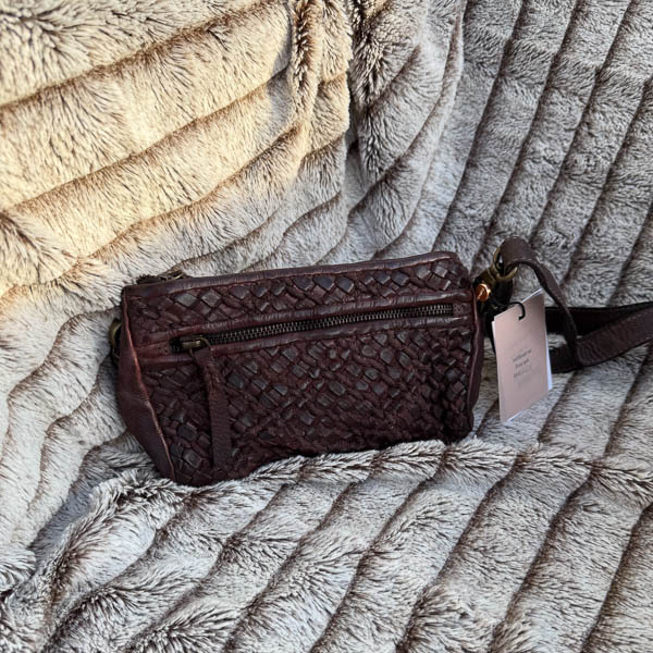 Unmade - Leather  Cotton Braid Clutch Brown - 3