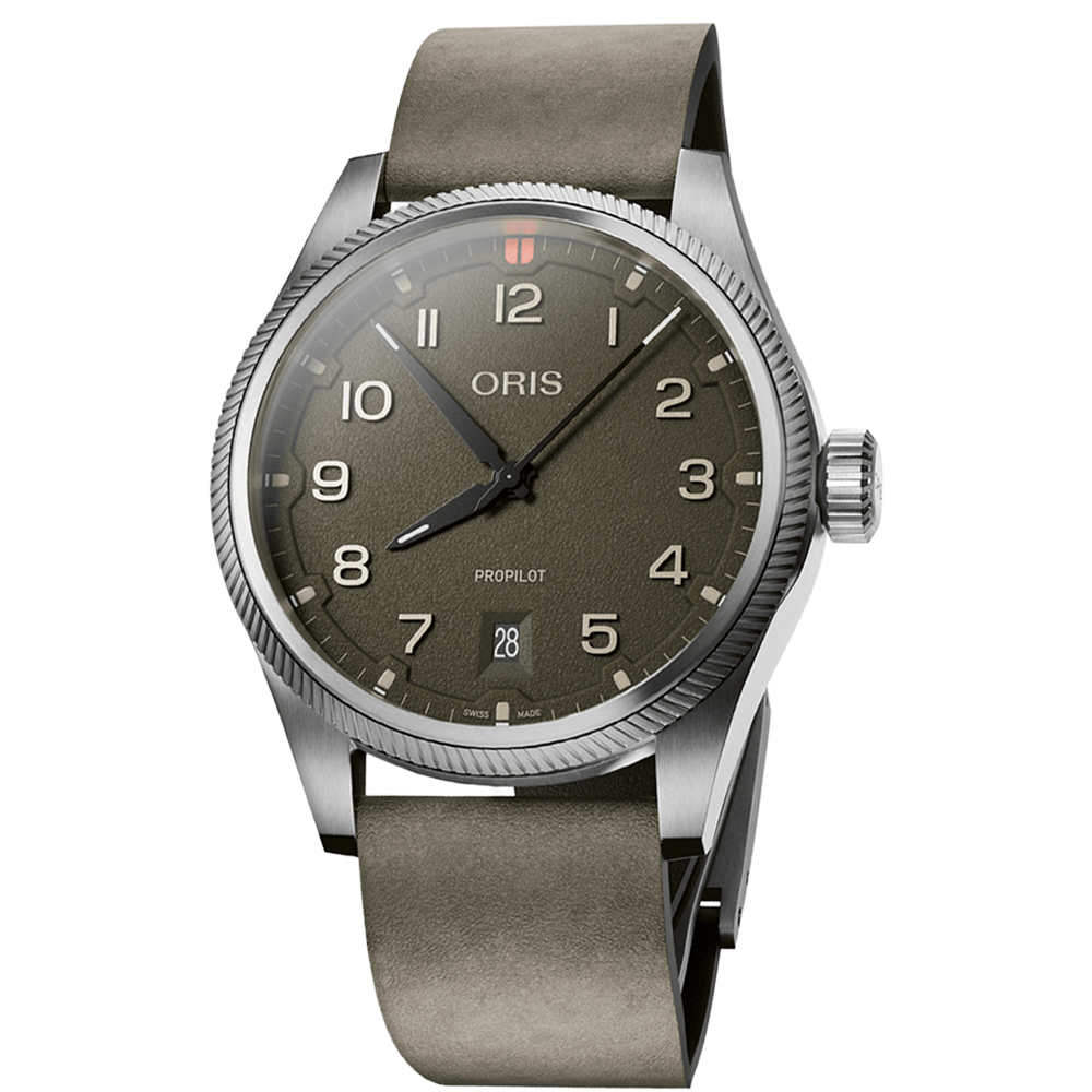 Oris ProPilot Date 41 grön, läder