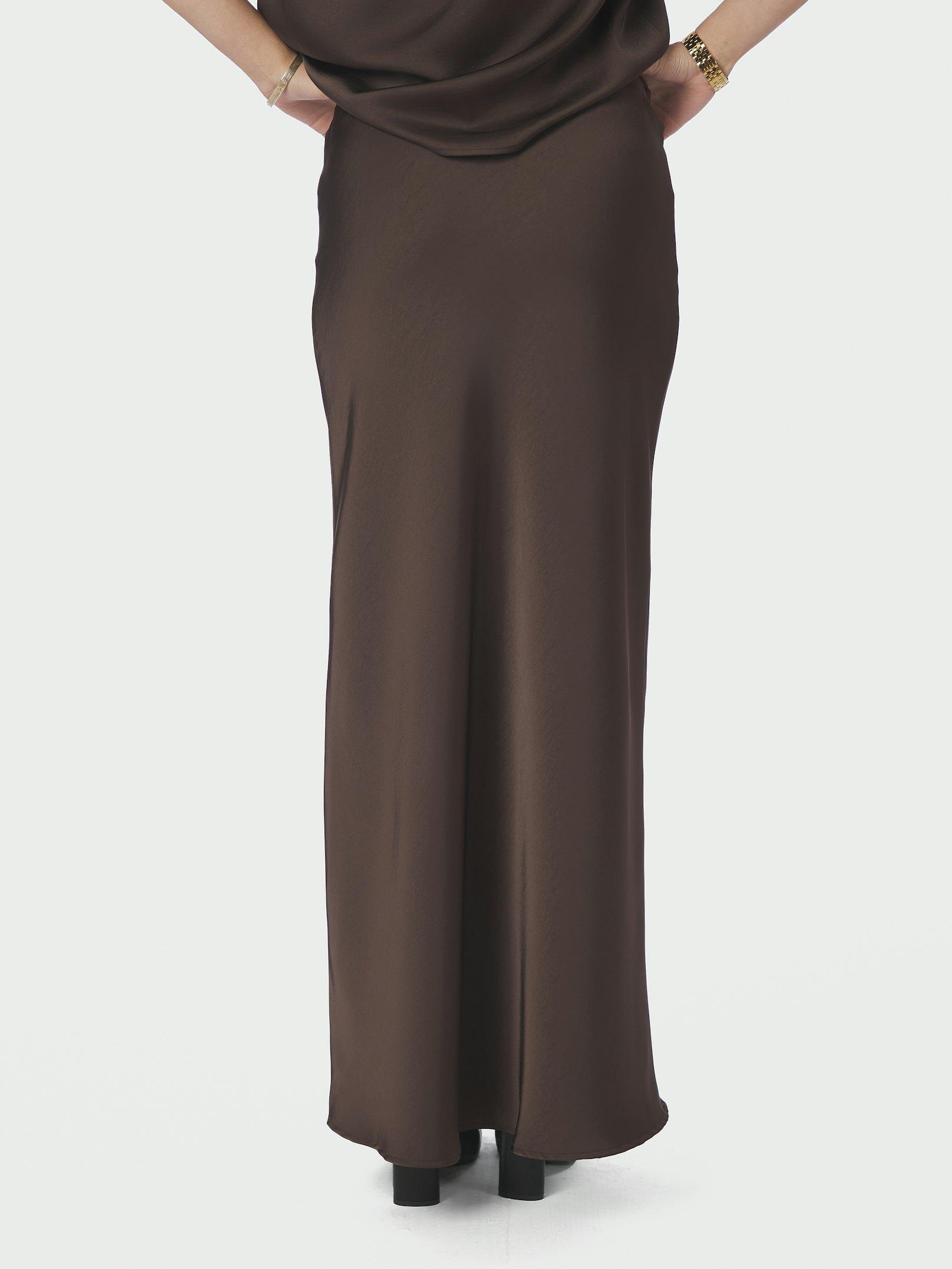 Vicky Heavy Sateen Skirt Dark Brown - 4